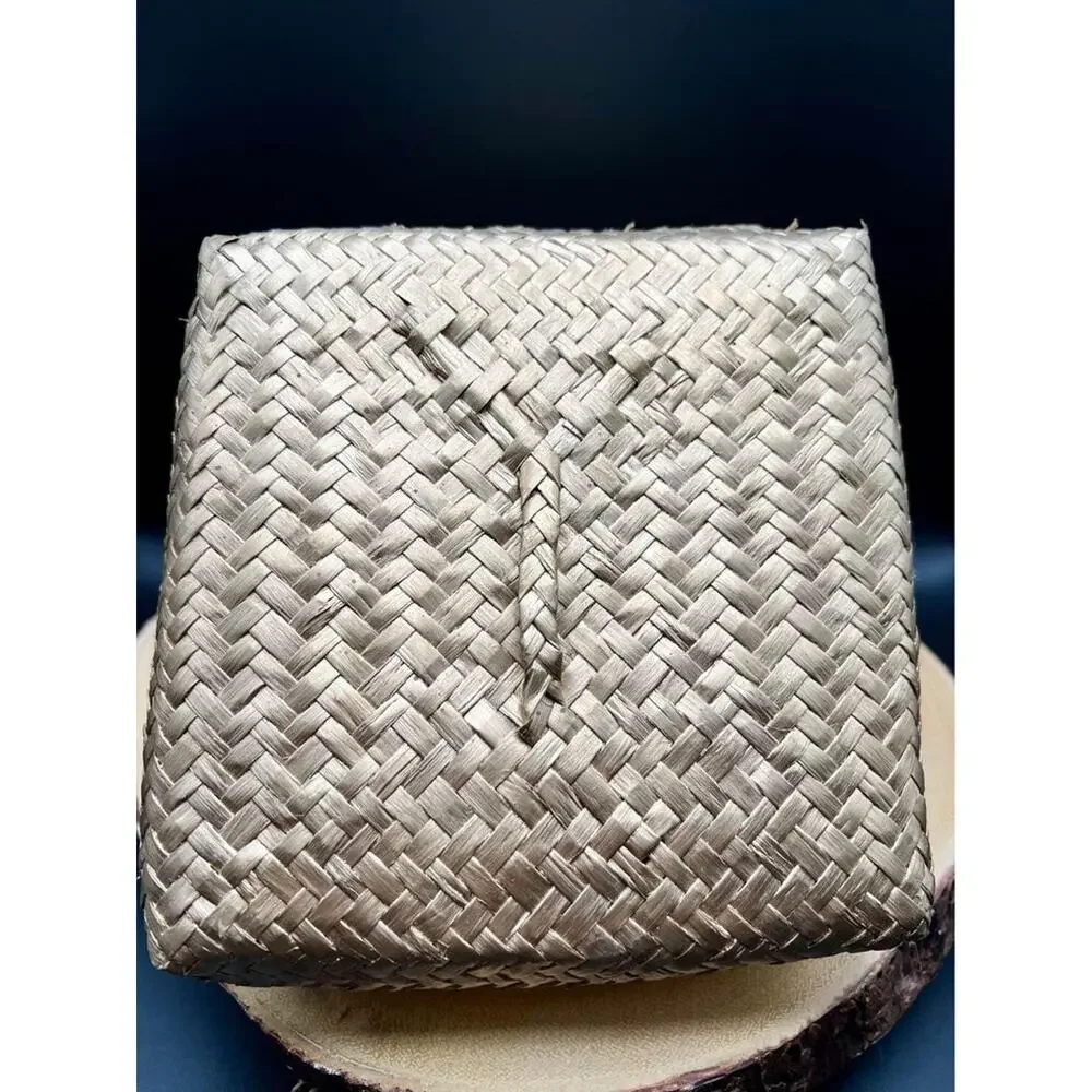 Handwoven Gold Bamboo Keepsake Box